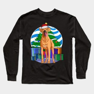 Rhodesian Ridgeback Dog Cute Santa Christmas Gift Long Sleeve T-Shirt